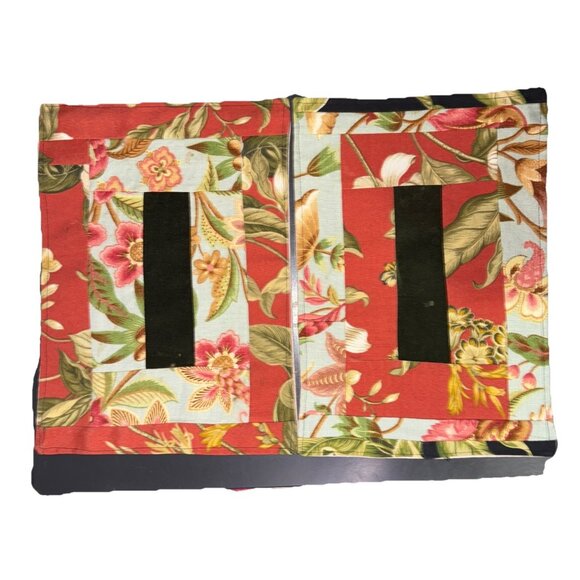 Set Of 2 Handmade Place Mats Floral Linen Cotton Velvet Collage Farmhouse 15x11” - Picture 1 of 12